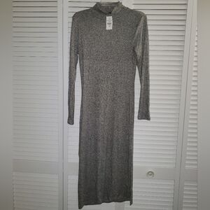 Charlotte Russe Ambiance Light Charcoal Long Sleeve Dress- Size L- New With Tags